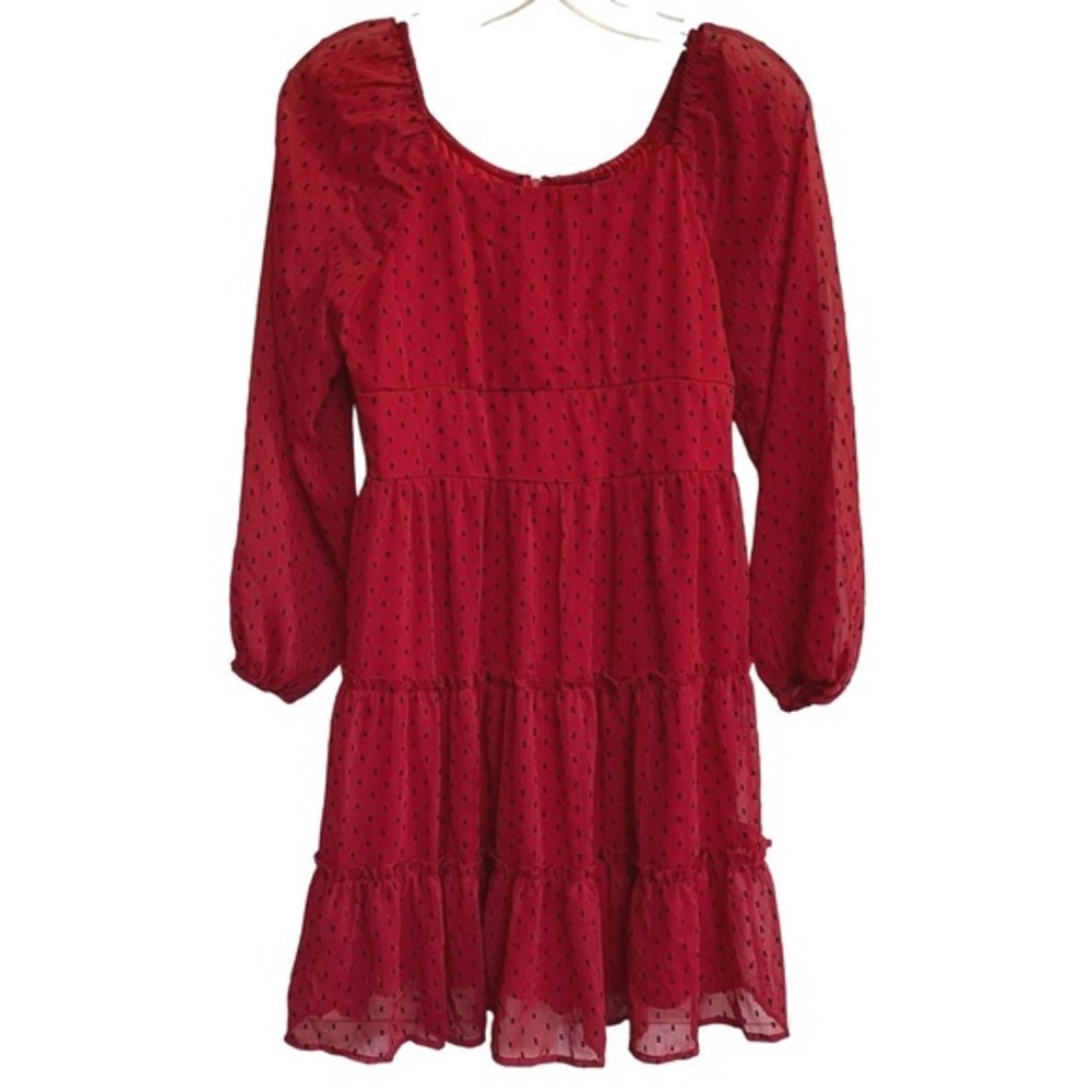 Trixxi‎ Girl Red Black Sheer Dot Party Dress Goth Red Devil Vamp - Juniors XL